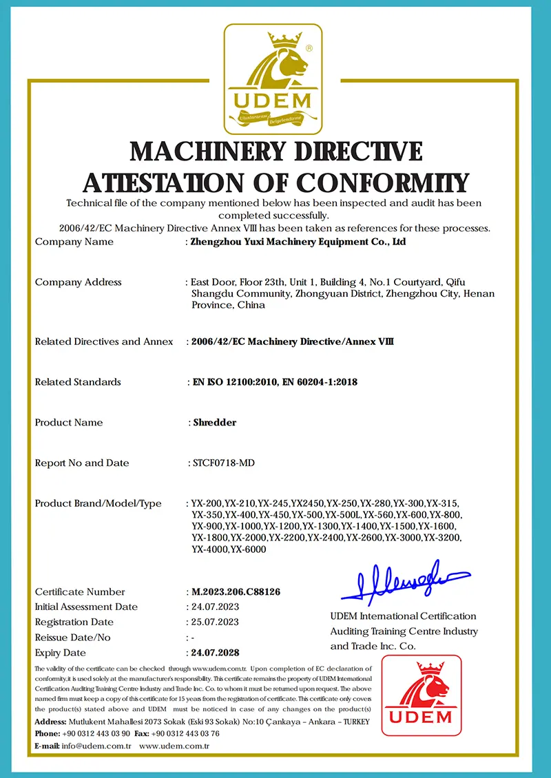 MACHINERY DIRECTVEATIESTATON OF CONFORMIY
