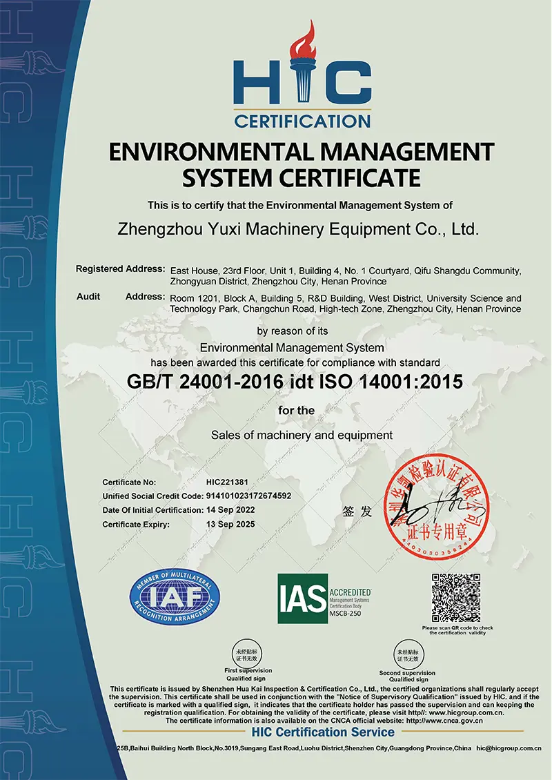 ENVIRONMENTAL MANAGEMENTSYSTEM CERTIFICATE